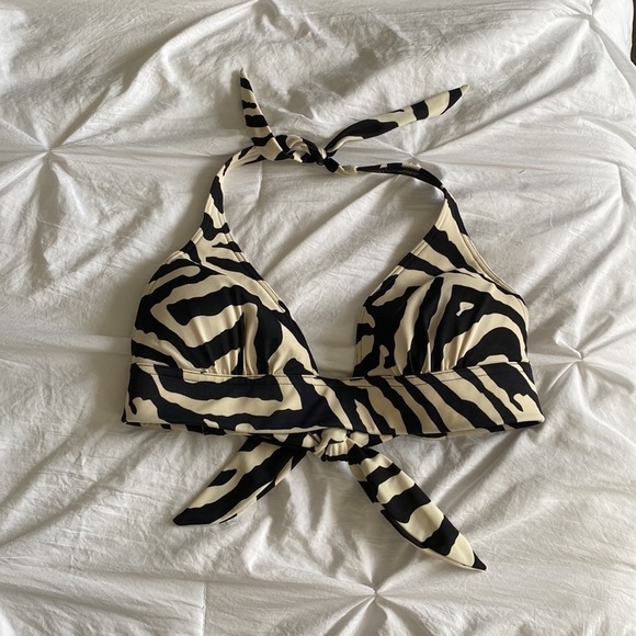 Victoria’s Secret Zebra Print Halter Bikini Top Medium - Picture 1 of 10
